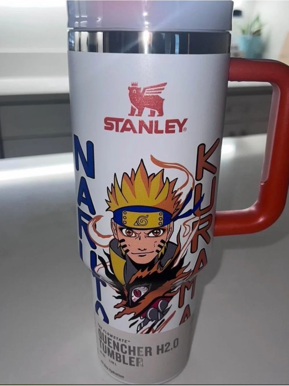 Stanley White Tumbler with Red Accent